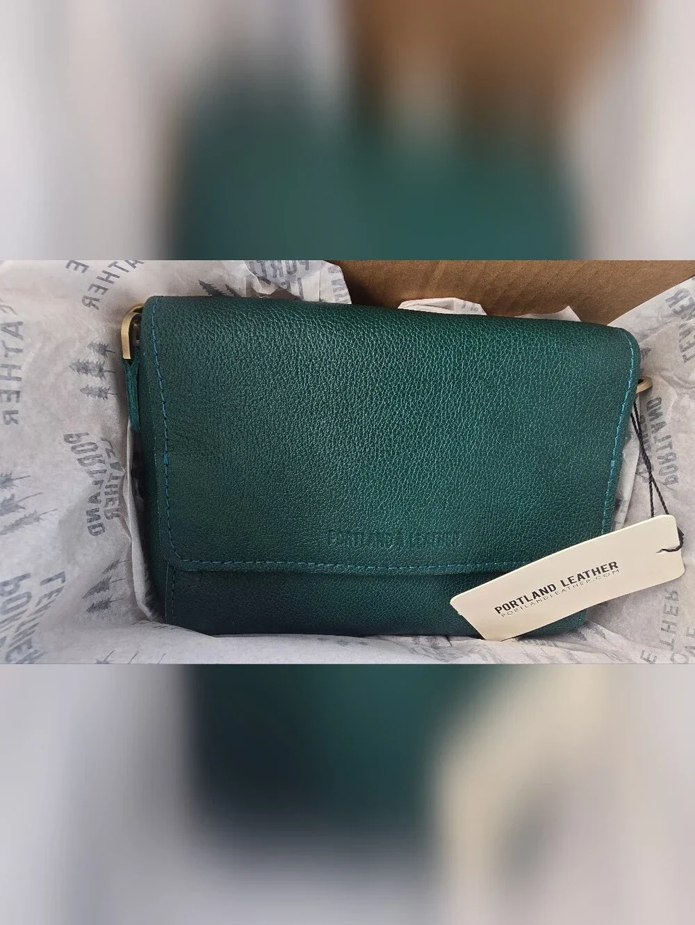 Portland Leather Goods Mini Metro Crossbody Bag Sea Glass